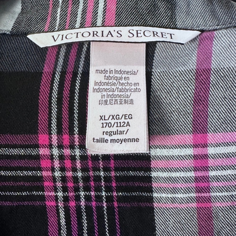 Victorias Secret Plaid Pajama Set Top Pants Women XL Pink Black Lounge Sleepwear - Picture 3 of 15
